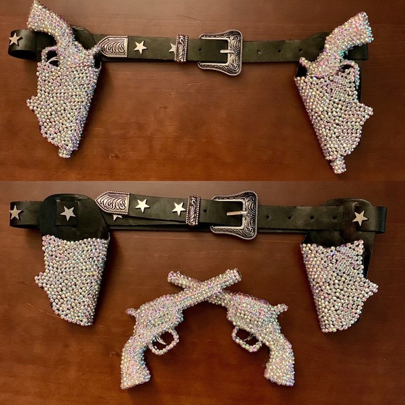 Handmade Custom Barbie Rhinestone Space Cowboy Western Guns and Holsters Belt - Picture 6 of 7